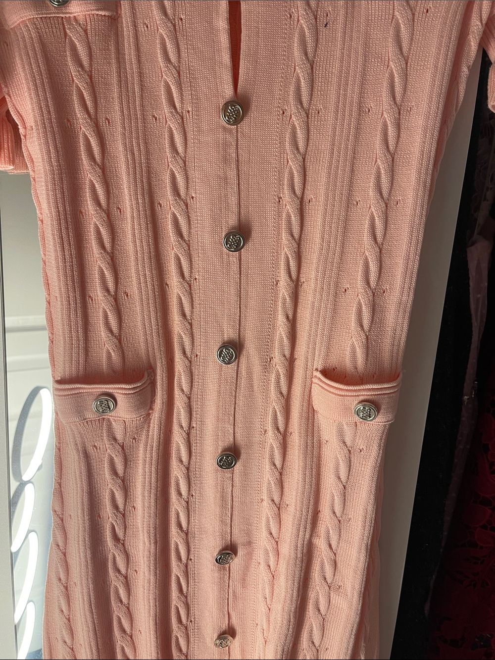 Sandro Blush Pink Knit Button-Front Maxi Dress - Picture 3 of 6